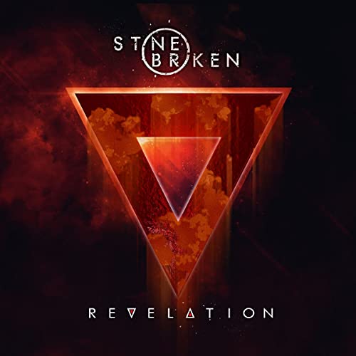 CD cover for Stone Broken’s “Revelation” featuring a red and black triangular design.