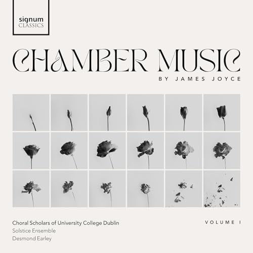 CD cover: "Chamber Music" by James Joyce, with floral grid imagery.