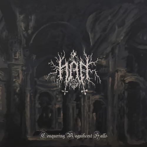 Dark album cover featuring ornate architecture and spiky band logo "Hån".