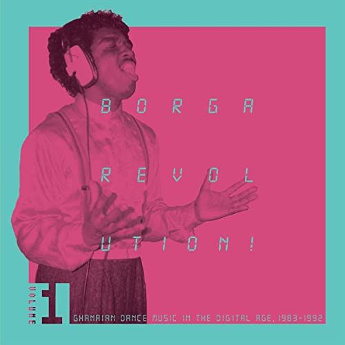 Album cover: man with headphones, pink background, text “Borga Revolution!”
