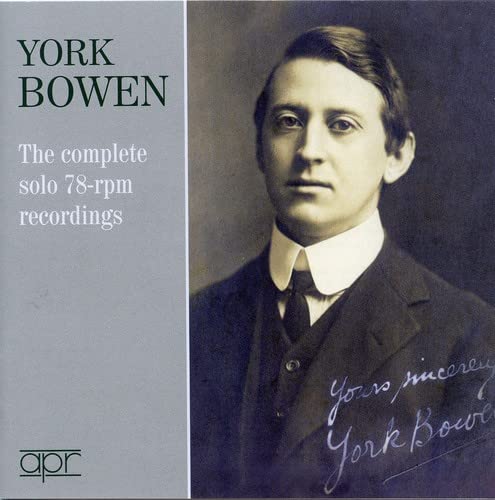 CD cover featuring a portrait of composer York Bowen and handwritten signature.