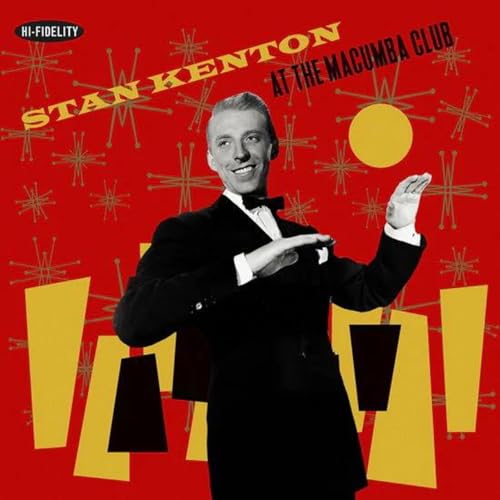 Stan Kenton album cover, red background, mid-century modern design.