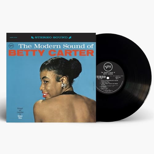 Betty Carter album cover and vinyl record, blue and black.