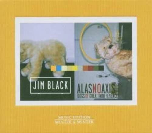 CD cover with two stuffed dogs and colorful stripe details.