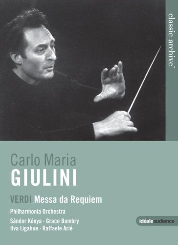 Carlo Maria Giulini conducting, DVD cover for Verdi’s Messa da Requiem.