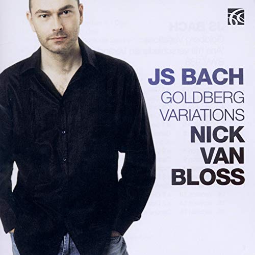 CD cover: portrait of Nick van Bloss, text āJS Bach Goldberg Variationsā.