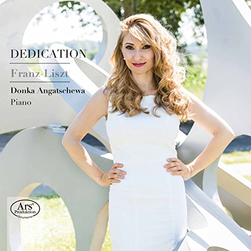 CD cover featuring pianist Donka Angatschewa in a white dress.