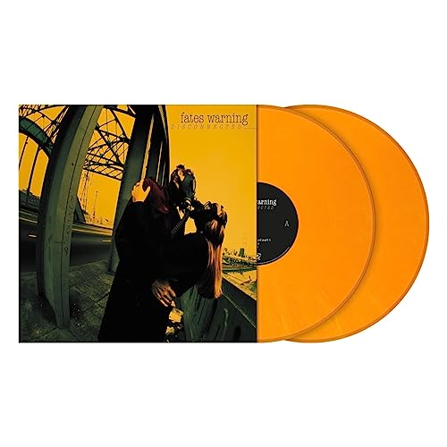 Fates Warning "Disconnected" vinyl record, two orange discs with cover art.