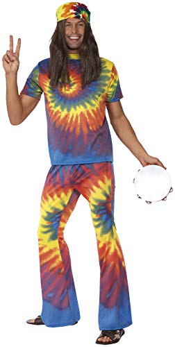 Smiffys 1960s Tie Dye Top and Flared Trousers