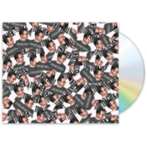 CD cover with repeating portrait of a man in a striped shirt.