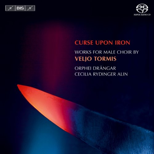 CD cover for "Curse Upon Iron" by Veljo Tormis, featuring a dark, abstract image.