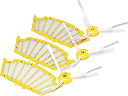 Yellow robotic insect parts with white, segmented limbs arranged on white.