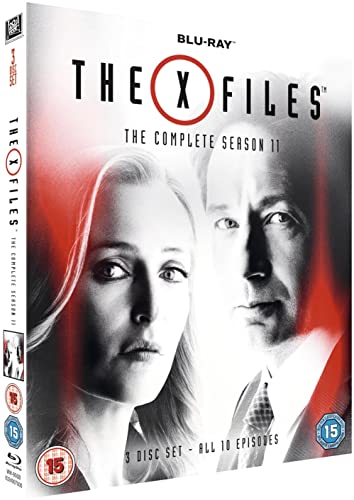 Blu-ray cover of The X-Files Season 11 featuring black and white character portraits.