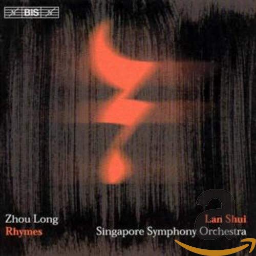 CD cover: abstract red swirl on black, text "Zhou Long Rhymes" and orchestra name.