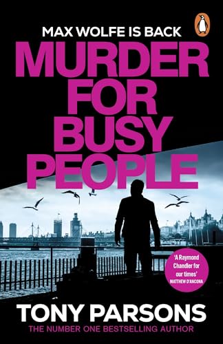 Book cover: silhouetted figure overlooking London, with bold pink title text.