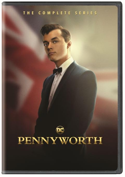 Pennyworth" DVD cover featuring a young man in a tuxedo, British flag.