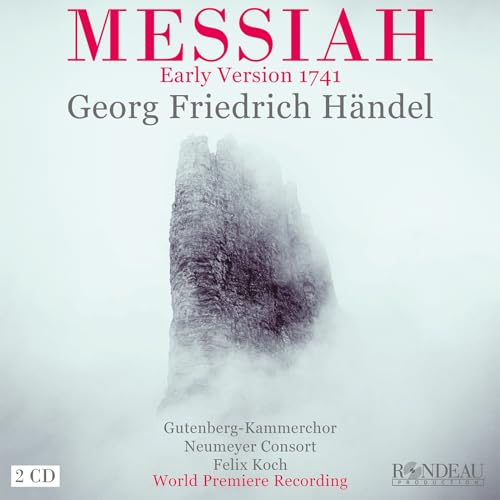CD cover for Handel’s “Messiah” Early Version 1741, featuring misty mountains.
