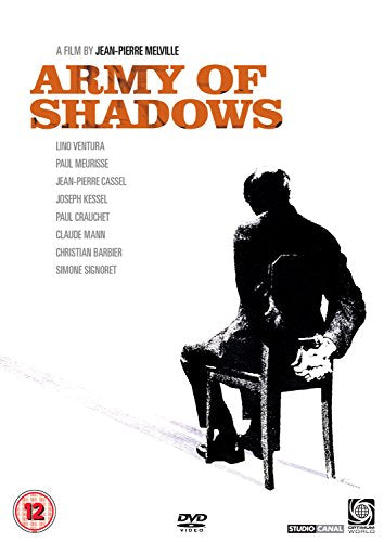 DVD cover for "Army of Shadows" featuring a silhouetted man seated.