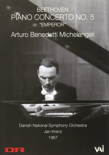 DVD cover of Beethoven's Piano Concerto No. 5 featuring Arturo Benedetti Michelangeli.