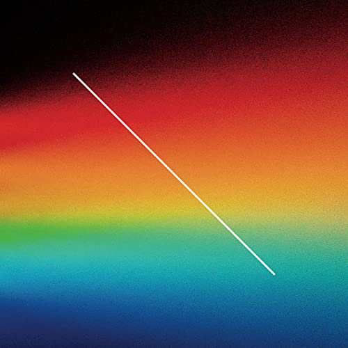Album cover with a gradient of rainbow colors and a white diagonal line.