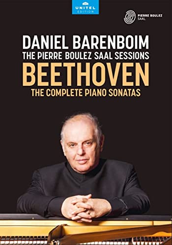 DVD cover featuring pianist Daniel Barenboim and text “Beethoven.”