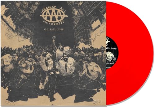 Vinyl record of "Against All Authority - All Fall Down" with illustrated cover.