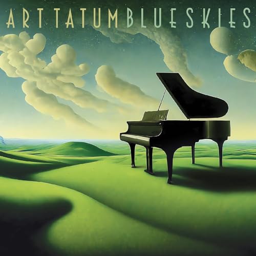 Art Tatum “Blue Skies” CD cover with a piano in a landscape.