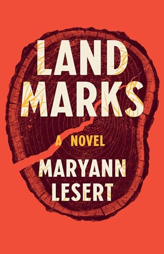 Book cover: "Land Marks" by Maryann Lesert, with a tree ring design.