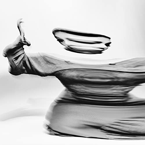 Black and white abstract image of a body in motion, blurred.