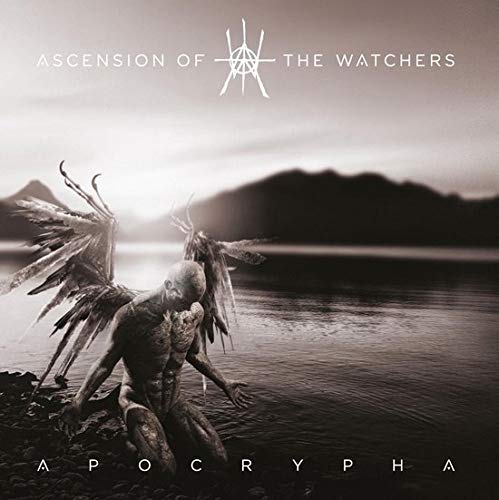 Album cover: winged figure kneels by water, mountainous landscape background.