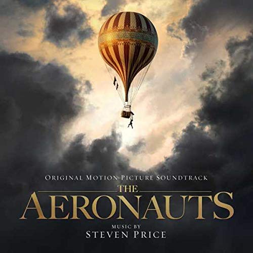 Hot air balloon against stormy sky, album cover for "The Aeronauts" soundtrack.