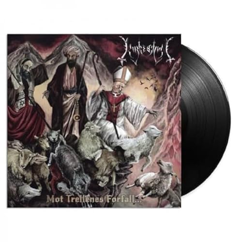 Vinyl record with cover art depicting figures, animals, and mountainous landscape.