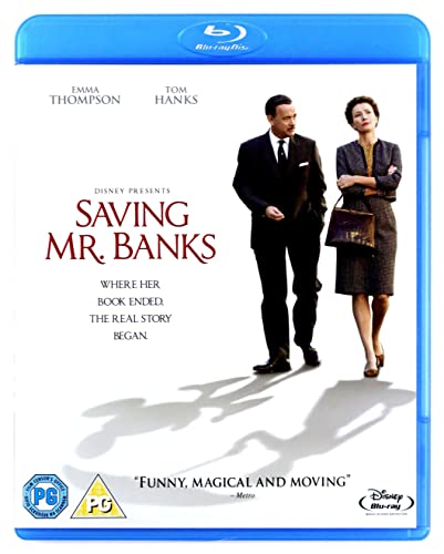 “Saving Mr. Banks” Blu-ray cover featuring Emma Thompson and Tom Hanks.