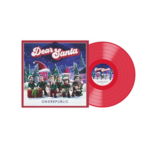 OneRepublic “Dear Santa” vinyl record with red disc and festive cover art.