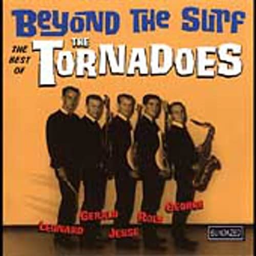 CD cover for The Tornadoes’ “Beyond The Surf” featuring band photo.
