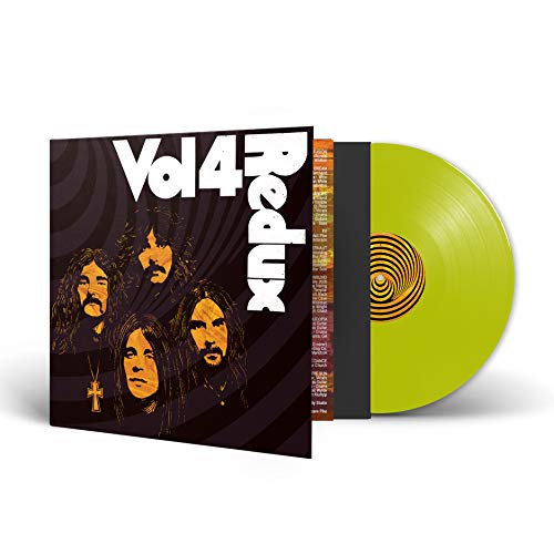 Vinyl record with yellow disc and cover featuring band portraits.