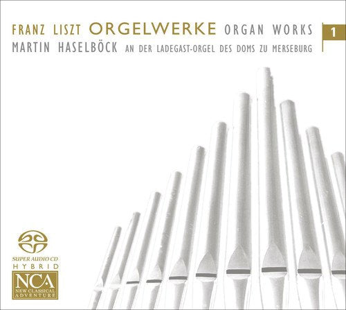 CD cover for Liszt's Organ Works Vol. 1, featuring organ pipes.