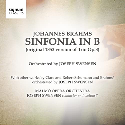 CD cover for Brahms’ Sinfonia in B, with portrait detail.