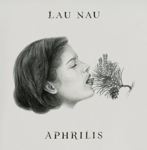 Pencil drawing of a woman with a sprig of lavender near her mouth.