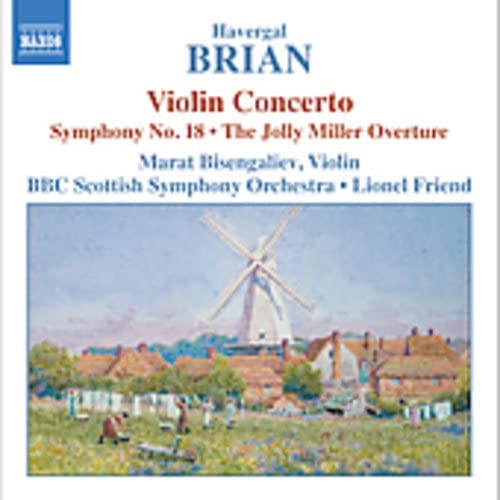CD cover for Havergal Brian’s Violin Concerto with a windmill landscape.