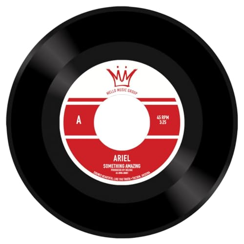 Black vinyl record with a red and white "Ariel - Something Amazing" label.
