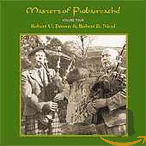 CD cover featuring two bagpipers in a landscape, titled "Masters of Piobaireachd.