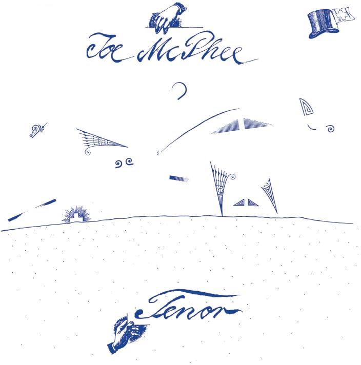 Blue and white abstract album cover for Joe McPhee’s “Tenor” vinyl.