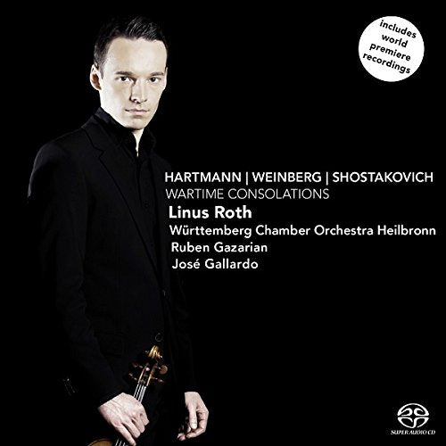 CD cover featuring violinist Linus Roth in a black suit.