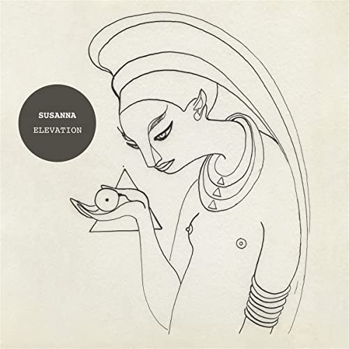 Line drawing of a woman with a sphere, album cover for Susanna.