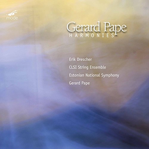 CD cover for Gerard Pape’s “Harmonies,” with abstract blue and gold swirls.