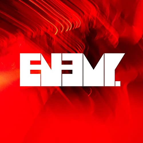 Red and white album cover with the word "ENEMY" in bold, block letters.