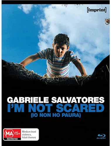 Boy peering from a hole in the ground, "I'm Not Scared" Blu-ray cover.