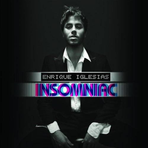 Enrique Iglesias album cover, "Insomniac," featuring a portrait and digital text.
