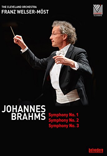 DVD cover featuring conductor Franz Welser-Möst and text: Brahms Symphonies 1, 2 & 3.